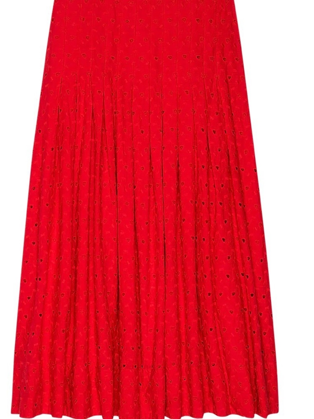 THE GREAT. Red Midi Eyelet A-Line Skirt - Picture 2 of 3